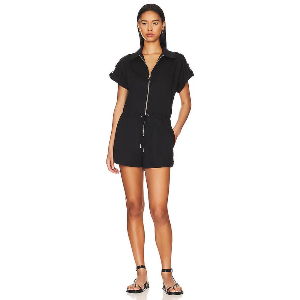 Revolve Pistola Meg Zip Front Romper Faded Black size M NWT $168msrp